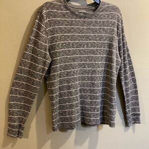 Banana Republic long sleeve top. Grey with white stripes and markings.